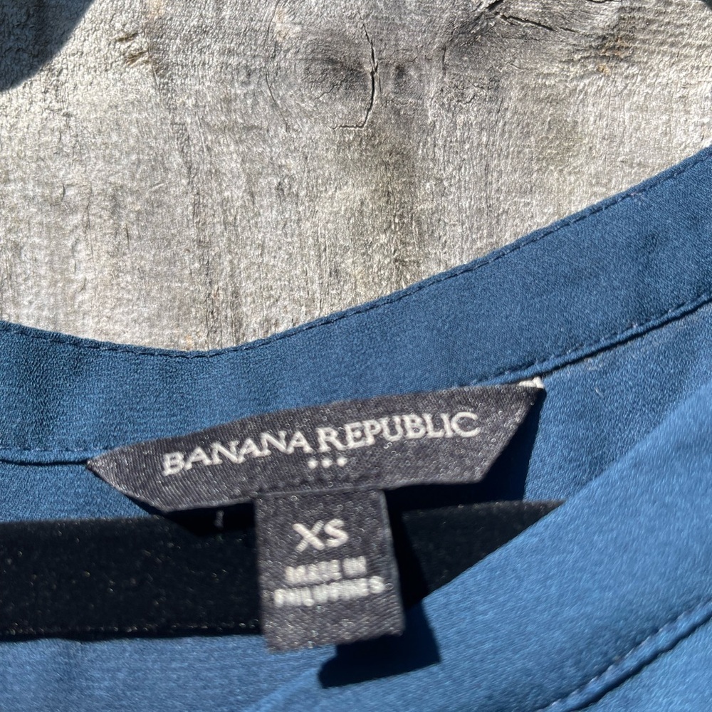 Banana Republic Blue Teal Short Sleeve Top Sz XS - Picture 5 of 6